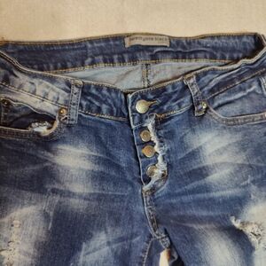 Forever 21 Blue Distressed Women’s Skinny Jeans - Button Fly